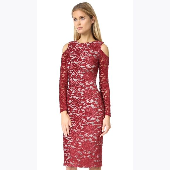 Alice + Olivia Dresses & Skirts - ALICE+OLIVIA Red Lace Laila Open Shoulder Dress 4